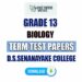 D.S. Senanayake College Grade 13 Biology Term Test Papers