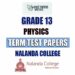 Nalanda College Grade 13 Physics Term Test Papers