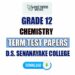 D.S. Senanayake College Grade 12 Chemistry Term Test Papers