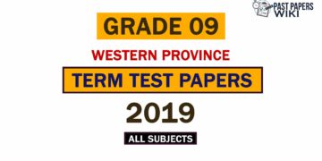 2019 Western Province Grade 09 3rd Term Test Papers