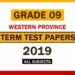 2019 Western Province Grade 09 3rd Term Test Papers