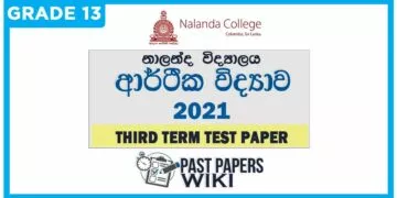 Nalanda College Economics 3rd Term Test paper 2021 - Grade 13
