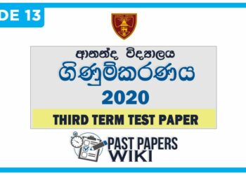 Ananda College Accounting 3rd Term Test paper 2020 - Grade 13