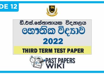 D.S. Senanayake College Physics 3rd Term Test paper 2022 - Grade 12