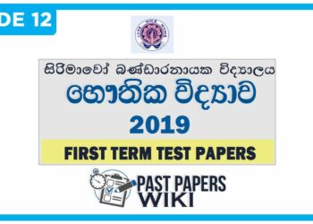 Sirimavo Bandaranaike Vidyalaya Physics 1st Term Test paper 2019 - Grade 12