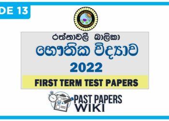 Rathnavali Balika Vidyalaya Physics 1st Term Test paper 2022 - Grade 13