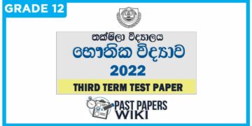 Taxila Central College Physics 3rd Term Test paper 2022 - Grade 12