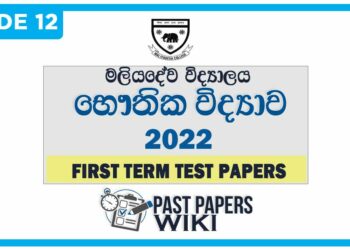 Maliyadeva College Physics 1st Term Test paper 2022 - Grade 12