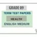 Grade 09 Health Term Test Papers | English Medium