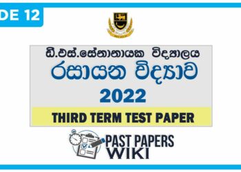 D.S. Senanayake College Chemistry 3rd Term Test paper 2022 - Grade 12