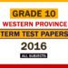 2016 Western Province Grade 10 3rd Term Test Papers