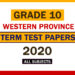 2020 Western Province Grade 10 3rd Term Test Papers