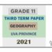 Uva Province Grade 11 Geography 3rd Term Test Paper 2021 - Tamil Medium