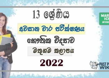 Mathugama Zone Physics 3rd Term Test paper 2022 - Grade 13