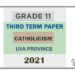 Uva Province Grade 11 Catholicism 3rd Term Test Paper 2021 - Tamil Medium