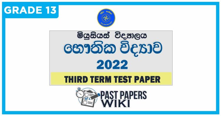 Musaeus College Physics 3rd Term Test paper 2022 - Grade 13