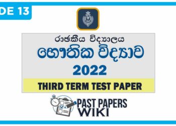 Royal College Physics 3rd Term Test paper 2022 - Grade 13