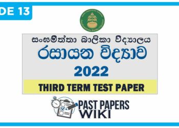 Sangamiththa Balika VIdyalaya Chemistry 3rd Term Test paper 2022 - Grade 13