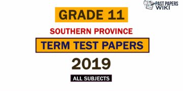 2019 Southern Province Grade 11 1st Term Test Papers
