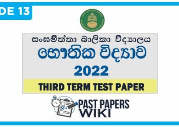 Sangamiththa Balika VIdyalaya Physics 3rd Term Test paper 2022 - Grade 13