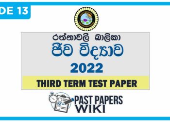 Rathnavali Balika VIdyalaya Biology 3rd Term Test paper 2022 - Grade 13