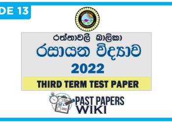 Rathnavali Balika VIdyalaya Chemistry 3rd Term Test paper 2022 - Grade 13