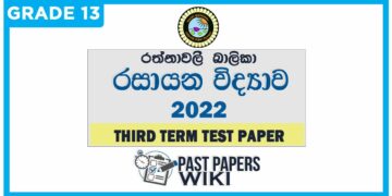Rathnavali Balika VIdyalaya Chemistry 3rd Term Test paper 2022 - Grade 13