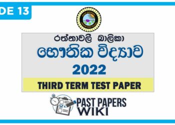 Rathnavali Balika VIdyalaya Physics 3rd Term Test paper 2022 - Grade 13