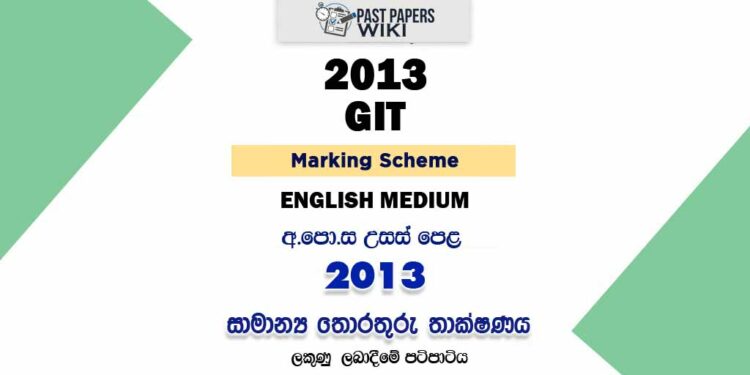 2013 A/L GIT Marking Scheme | English Medium