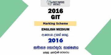 2016 A/L GIT Marking Scheme | English Medium