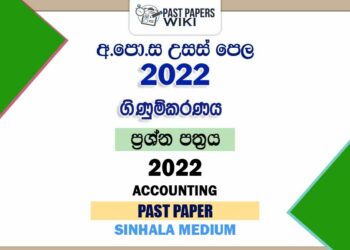 2022 A/L Accounting Past Paper | Sinhala Medium