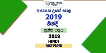 2019 A/L Hindi Past Paper(Old Syllabus)