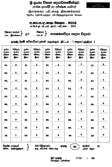 2018 A/L SFT Marking Scheme Sinhala Medium