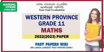 2022(2023) Western Province Grade 11 Maths 3rd Term Test Paper English Medium