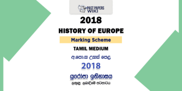 2018 AL History of Europe Marking Scheme Tamil Medium
