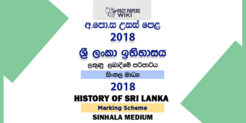 2018 AL History of Sri Lanka Marking Scheme Sinhala Medium