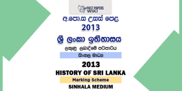 2013 AL History of Sri Lanka Marking Scheme Sinhala Medium