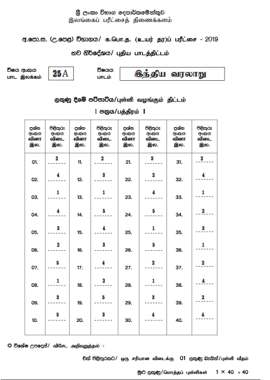 2019 A/L History of India Marking Scheme | Tamil Medium
