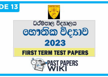 Dharmapala Vidyalaya Physics 1st Term Test paper 2023 - Grade 13
