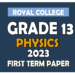 Royal College Physics 1st Term Test paper 2023 - Grade 13