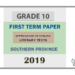 Grade 10 Appreciation of English Literary Texts 1st Term Test Paper 2019- Southern Province