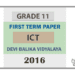 Grade 11 ICT 1st Term Test Paper 2016 English Medium -Devi Balika Vidyalaya