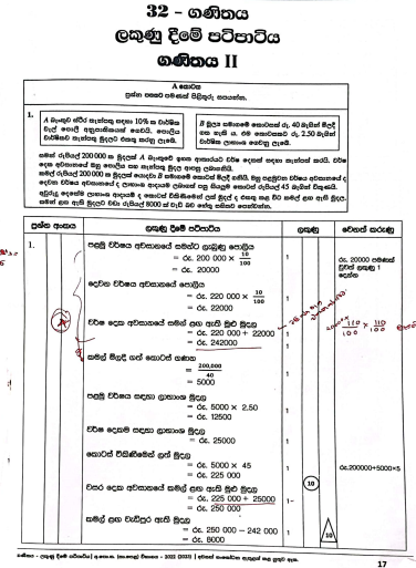 2022(2023) O/L Maths Marking Scheme | Sinhala Medium