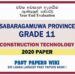 2020 Sabaragamuwa Province Grade 11 Construction Technology 3rd Term Test Paper