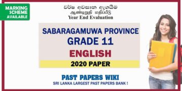 2020 Sabaragamuwa Province Grade 11 English 3rd Term Test Paper