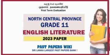 2023 North Central Province Province Grade 11 English Literature 1st Term Test Paper English Medium