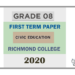 Grade 08 Civic Education 1st Term Test Paper 2020 English Medium