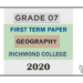 Grade 07 Geography 1st Term Test Paper 2020 | English Medium