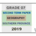 Grade 07 Geography 2nd Term Test Paper 2019 English Medium