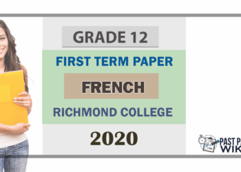 Grade 12 French 1st Term Test Paper 2020